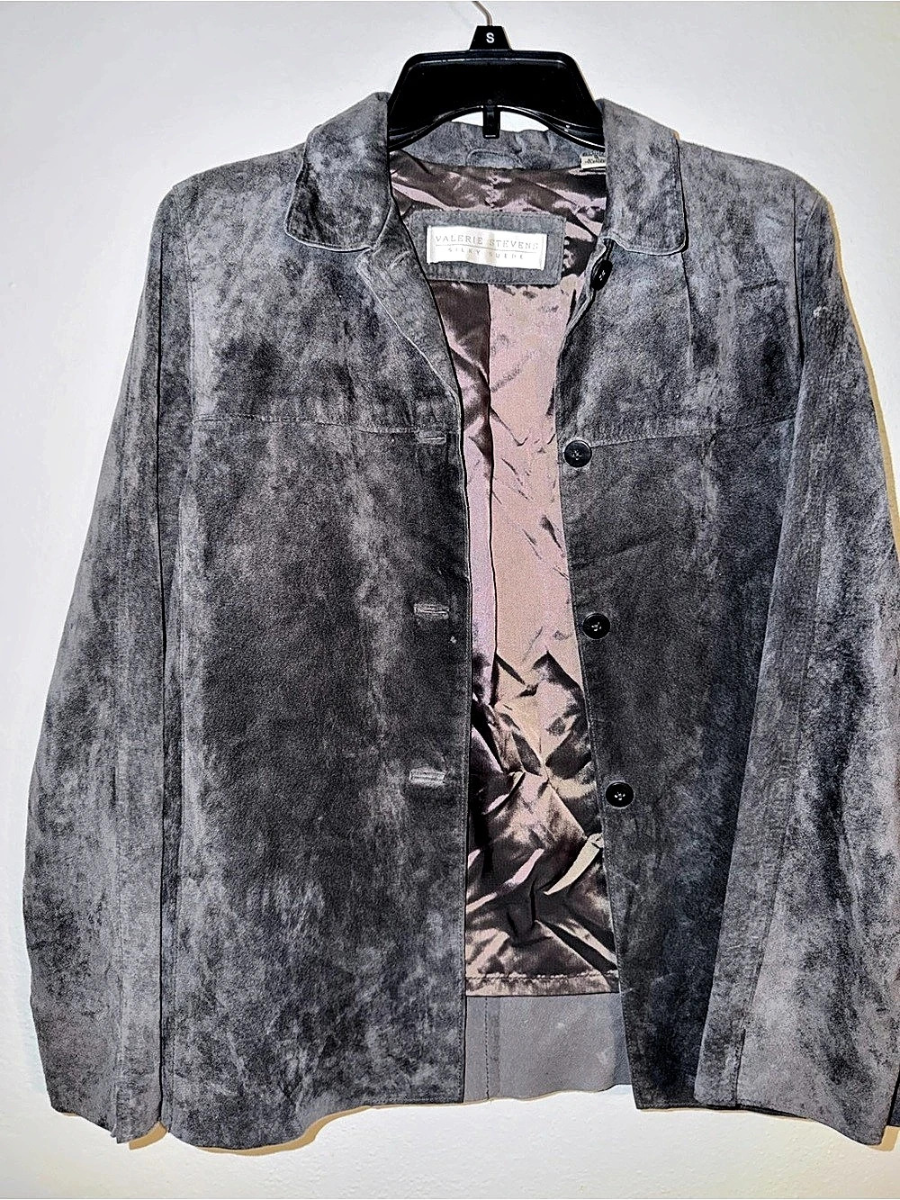 Vintage Valerie Stevens silky Leather Suede Jacket Gray Small